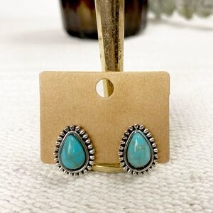 NEW Western Teardrop filigree stud Earrings Turquoise color Cowgirl Boutique